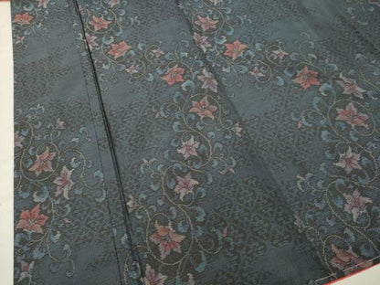 平和屋着物●本場大島紬 アンサンブル 花唐草文 証紙付き 正絹 逸品 未使用 DAAT1225tw