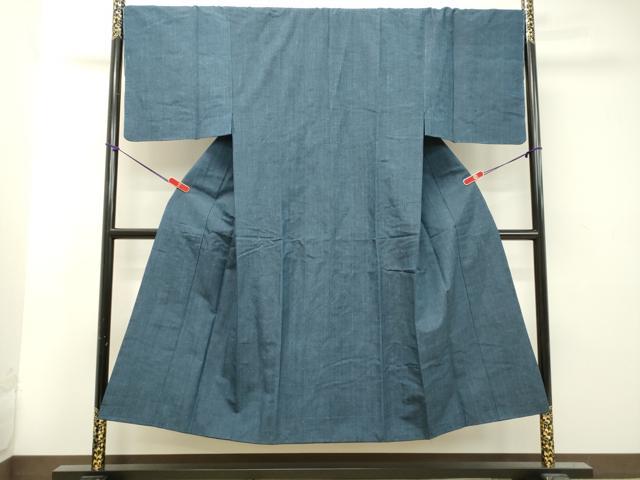平和屋着物●男性 紬 アンサンブル 紺鼠色 正絹 逸品 DAAT1226tw