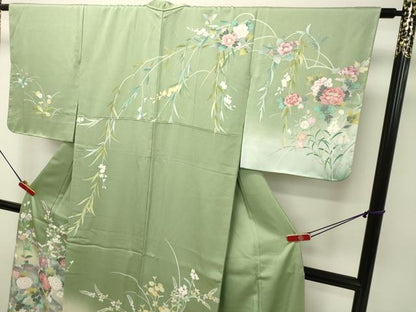 平和屋着物●訪問着 友禅 作家物 風景草花文 暈し染め 正絹 逸品 未使用 DAAT1227tw