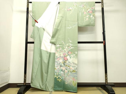 平和屋着物●訪問着 友禅 作家物 風景草花文 暈し染め 正絹 逸品 未使用 DAAT1227tw