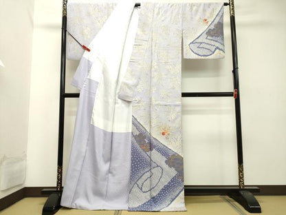 平和屋着物●訪問着　刺繍　草花文　暈し染め　金彩　西武百貨店扱い　正絹　逸品　DAAT1230tw