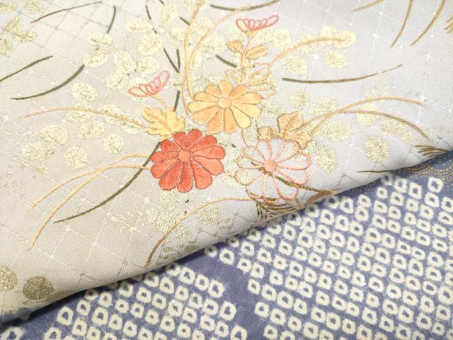 平和屋着物●訪問着　刺繍　草花文　暈し染め　金彩　西武百貨店扱い　正絹　逸品　DAAT1230tw
