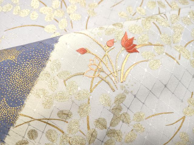 平和屋着物●訪問着　刺繍　草花文　暈し染め　金彩　西武百貨店扱い　正絹　逸品　DAAT1230tw