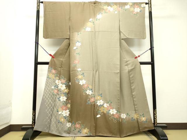 平和屋着物●訪問着 駒刺繍 立涌花唐草文 暈し染め 金彩 正絹 逸品 DAAT1231tw