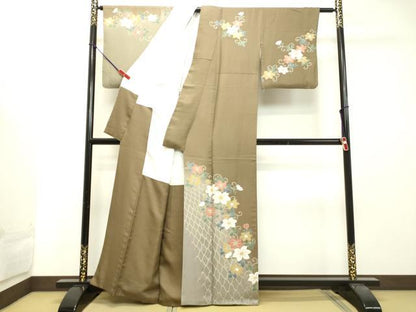 平和屋着物●訪問着 駒刺繍 立涌花唐草文 暈し染め 金彩 正絹 逸品 DAAT1231tw