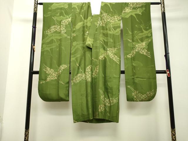 平和屋着物●振袖用長襦袢　袷　飛鶴桜文　金彩　正絹　逸品　DAAT1232tw