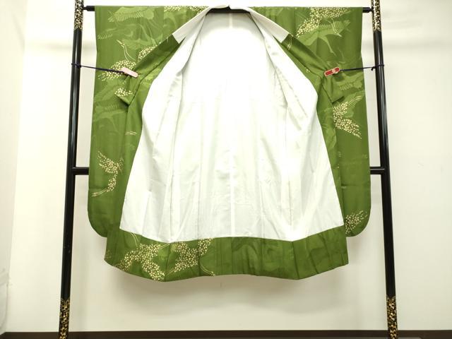 平和屋着物●振袖用長襦袢　袷　飛鶴桜文　金彩　正絹　逸品　DAAT1232tw