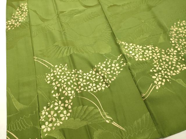 平和屋着物●振袖用長襦袢　袷　飛鶴桜文　金彩　正絹　逸品　DAAT1232tw