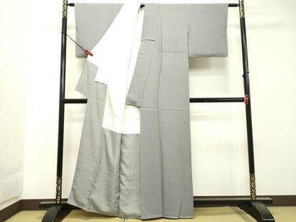 平和屋着物●上質な色無地　薄墨色　正絹　逸品　DAAT1250tw