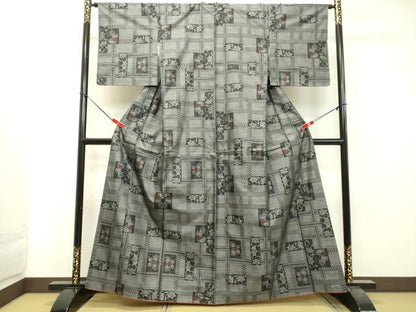 平和屋着物●本場大島紬 9マルキ 草花文 正絹 逸品 DAAT1252tw