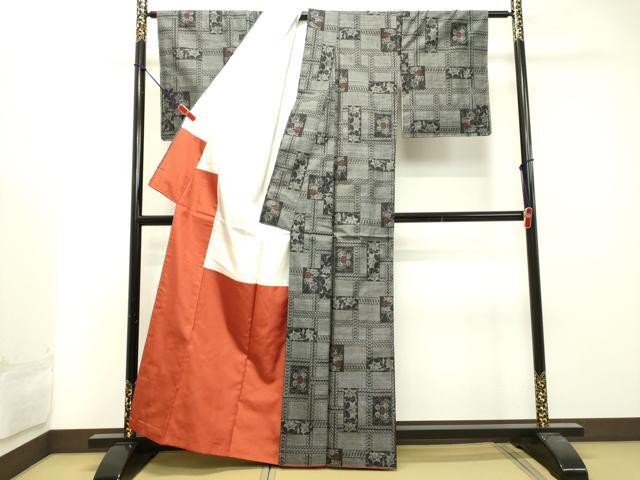 平和屋着物●本場大島紬 9マルキ 草花文 正絹 逸品 DAAT1252tw
