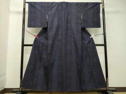 平和屋着物●結城紬 80亀甲 草花間道 正絹 逸品 DAAT1265tw