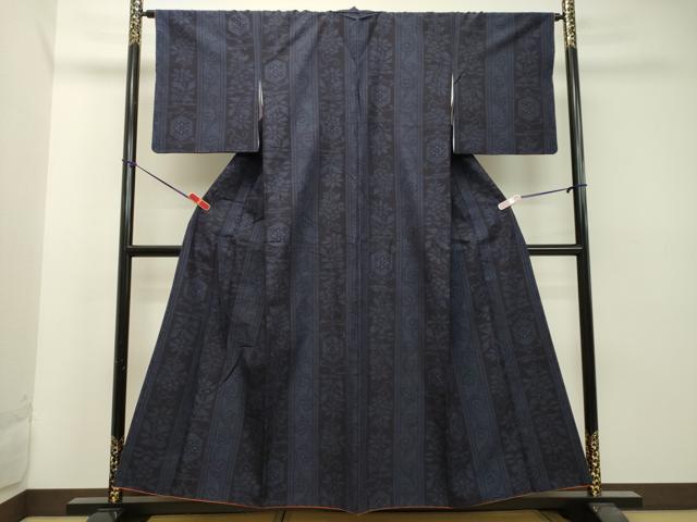 平和屋着物●結城紬 80亀甲 草花間道 正絹 逸品 DAAT1265tw