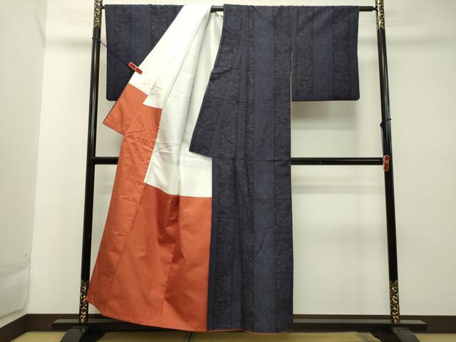 平和屋着物●結城紬 80亀甲 草花間道 正絹 逸品 DAAT1265tw