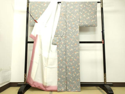平和屋着物●上質な小紋　花唐草文　正絹　逸品　DAAT1270tw