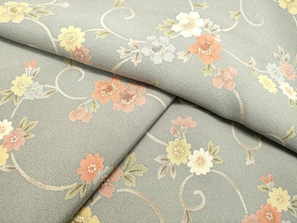 平和屋着物●上質な小紋　花唐草文　正絹　逸品　DAAT1270tw