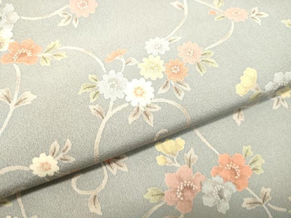 平和屋着物●上質な小紋　花唐草文　正絹　逸品　DAAT1270tw