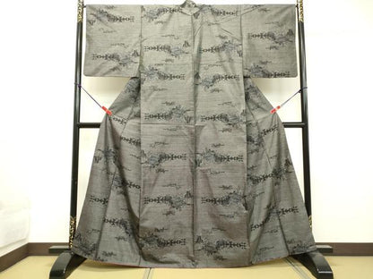平和屋着物●本場大島紬 9マルキ 風景文 正絹 逸品 DAAT1271tw