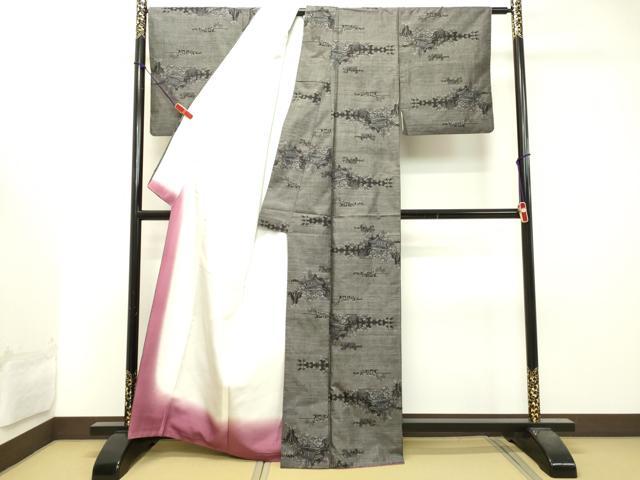 平和屋着物●本場大島紬 9マルキ 風景文 正絹 逸品 DAAT1271tw