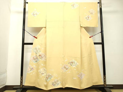 平和屋着物●創業460年・千總　訪問着　駒刺繍　草花文　金彩　正絹　逸品　DAAT1276tw