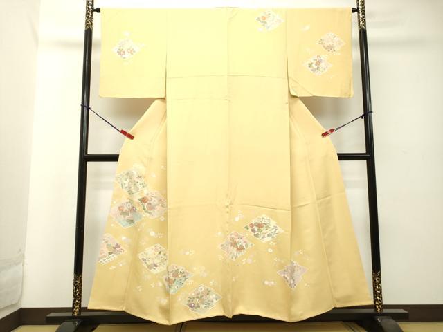 平和屋着物●創業460年・千總　訪問着　駒刺繍　草花文　金彩　正絹　逸品　DAAT1276tw