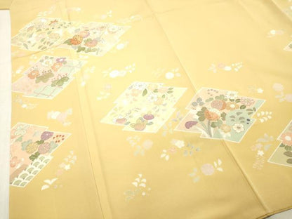 平和屋着物●創業460年・千總　訪問着　駒刺繍　草花文　金彩　正絹　逸品　DAAT1276tw