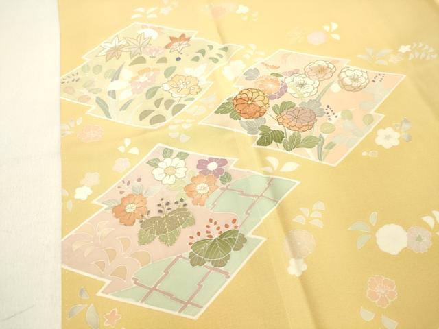 平和屋着物●創業460年・千總　訪問着　駒刺繍　草花文　金彩　正絹　逸品　DAAT1276tw