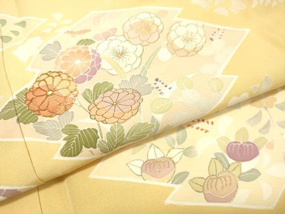 平和屋着物●創業460年・千總　訪問着　駒刺繍　草花文　金彩　正絹　逸品　DAAT1276tw
