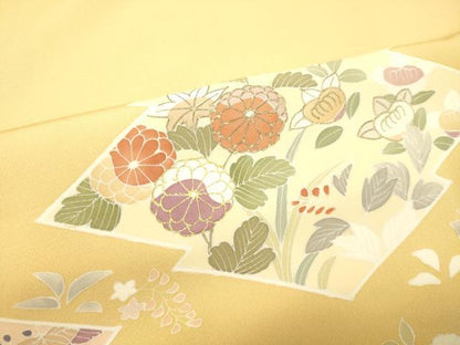 平和屋着物●創業460年・千總　訪問着　駒刺繍　草花文　金彩　正絹　逸品　DAAT1276tw