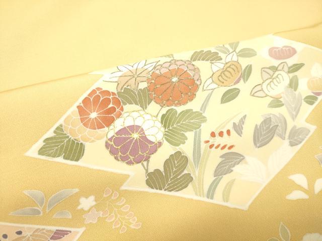 平和屋着物●創業460年・千總　訪問着　駒刺繍　草花文　金彩　正絹　逸品　DAAT1276tw