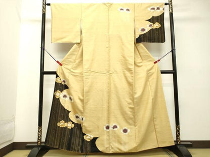 平和屋着物●訪問着 紬地 舞花文 金彩 正絹 逸品 DAAT1295tw