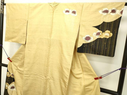 平和屋着物●訪問着 紬地 舞花文 金彩 正絹 逸品 DAAT1295tw