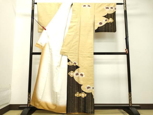 平和屋着物●訪問着 紬地 舞花文 金彩 正絹 逸品 DAAT1295tw