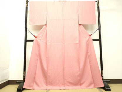 平和屋着物●上質な色無地 紋意匠 紅梅色 正絹 逸品 未使用 DAAT1319tw