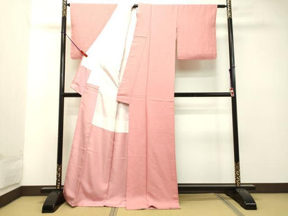 平和屋着物●上質な色無地 紋意匠 紅梅色 正絹 逸品 未使用 DAAT1319tw