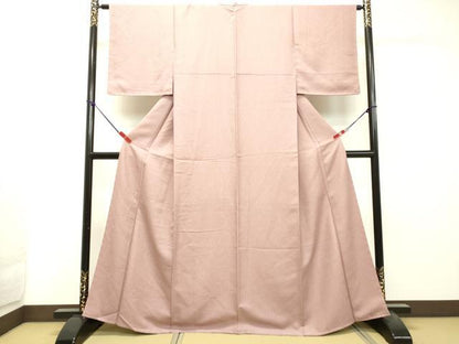 平和屋着物●上質な色無地　紋意匠　薄柿色　正絹　逸品　未使用　DAAT1323tw