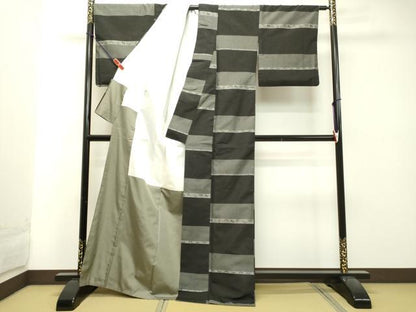 平和屋着物●上質な紬 横段花文 正絹 逸品 DAAT1339tw