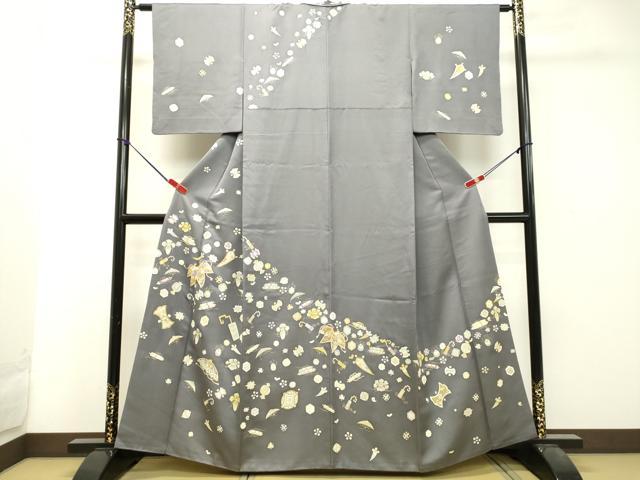 平和屋着物●創業460年・千總　訪問着　駒刺繍　宝尽くし文　金彩　高島屋扱い　正絹　逸品　DAAT1343tw