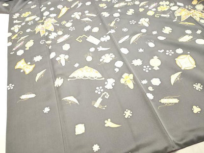 平和屋着物●創業460年・千總　訪問着　駒刺繍　宝尽くし文　金彩　高島屋扱い　正絹　逸品　DAAT1343tw