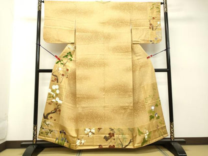平和屋着物●訪問着 箔散らし草花文 暈し染め 金彩 正絹 逸品 DAAT1344tw
