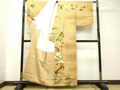 平和屋着物●訪問着 箔散らし草花文 暈し染め 金彩 正絹 逸品 DAAT1344tw