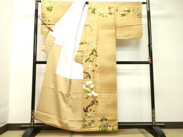 平和屋着物●訪問着 箔散らし草花文 暈し染め 金彩 正絹 逸品 DAAT1344tw