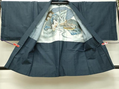 平和屋着物●男性　紬　アンサンブル　褐返色　正絹　逸品　DAAT1347tw