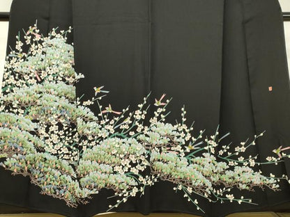 平和屋着物●本加賀友禅作家　魚津　誠　黒留袖　花鳥松文　正絹　逸品　DAAT1358tw