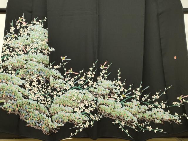 平和屋着物●本加賀友禅作家　魚津　誠　黒留袖　花鳥松文　正絹　逸品　DAAT1358tw