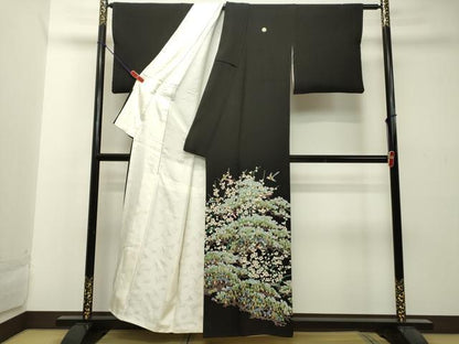 平和屋着物●本加賀友禅作家　魚津　誠　黒留袖　花鳥松文　正絹　逸品　DAAT1358tw