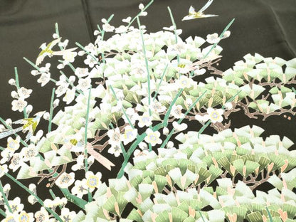 平和屋着物●本加賀友禅作家　魚津　誠　黒留袖　花鳥松文　正絹　逸品　DAAT1358tw