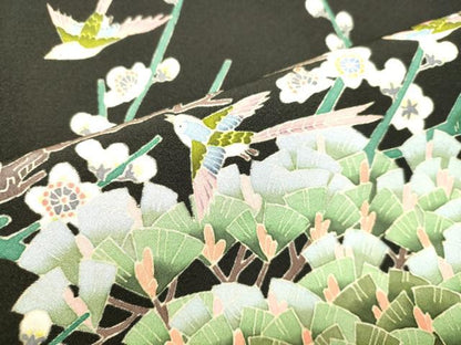 平和屋着物●本加賀友禅作家　魚津　誠　黒留袖　花鳥松文　正絹　逸品　DAAT1358tw