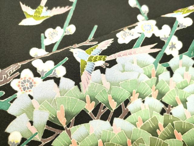 平和屋着物●本加賀友禅作家　魚津　誠　黒留袖　花鳥松文　正絹　逸品　DAAT1358tw