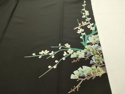 平和屋着物●本加賀友禅作家　魚津　誠　黒留袖　花鳥松文　正絹　逸品　DAAT1358tw